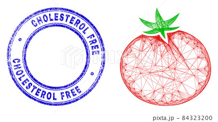 Grunge Cholesterol Free Stamp Seal and Linear Irregular Mesh Tomato Icon 84323200
