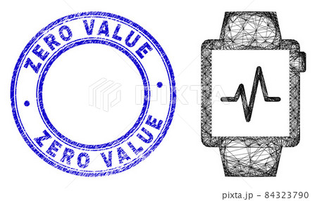 Grunge Zero Value Watermark and Network Irregular Mesh Pulse Tracker Icon 84323790