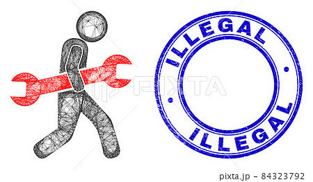 Textured Illegal Stamp Seal and Network Irregular Mesh Thief Steal Wrench Icon Textured Illegal Stamp Seal and Network Irregular Mesh Thief Steal Wrench Icon 84323792