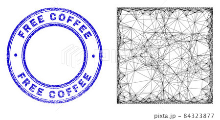 Grunge Free Coffee Stamp and Hatched Irregular Mesh Square Icon Grunge Free Coffee Stamp and Hatched Irregular Mesh Square Icon 84323877