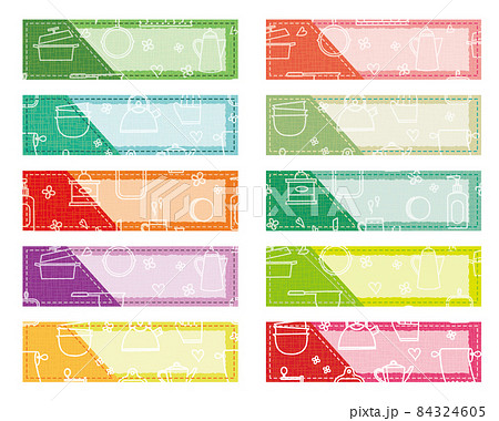 キッチングッズのパターン柄 ラベル 色セット 細長長方形 84324605
