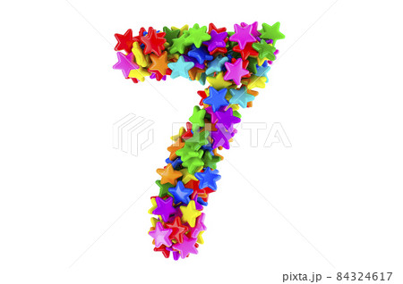 Number 7 from colored stars, 3D rendering Number 7 from colored stars, 3D rendering 84324617
