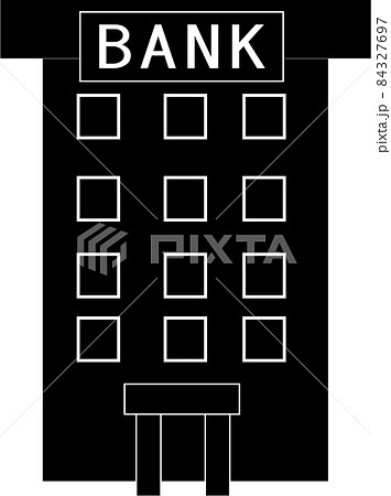 シンプルな銀行のシルエット素材のイラスト素材