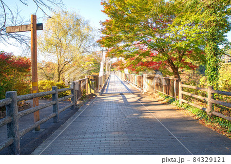 はねたき橋 高津戸峡 高津戸渓谷 紅葉はじめ 秋の風景 はねたき橋 高津戸峡 高津戸渓谷 紅葉はじめ 秋の風景 84329121