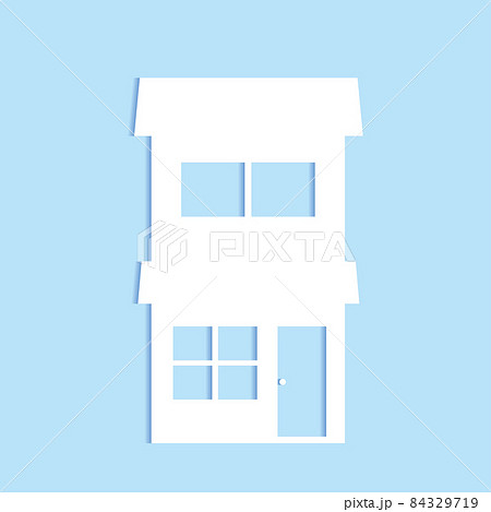 シンプルな建物 一戸建てのペーパークラフト 切り絵風アイコン 立体 家のイラストのイラスト素材