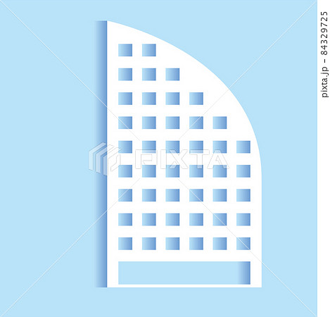 シンプルな建物 建物ビルディングのペーパークラフト切り絵風アイコン 立体 帆の形のビルのイラストのイラスト素材
