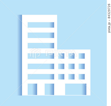 シンプルな建物 建物ビルディングのペーパークラフト切り絵風アイコン 立体 ビルのイラストのイラスト素材