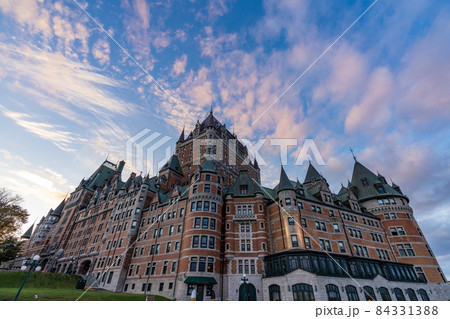 Quebec, Canada - October 20 2021 : Fairmont Le Chateau Frontenac sunset time view. Quebec City Old Town in autumn dusk. 84331388