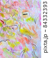 水彩絵具でつけた淡い色と線をつかった細かい模様のテクスチャー 84332393
