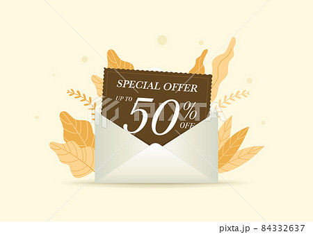 Special offer 50% off discount card in envelope. 84332637