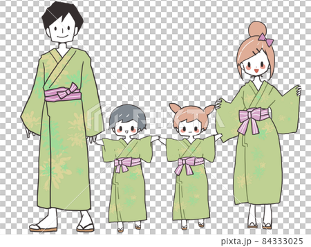 家庭溫泉之旅浴衣插畫 84333025