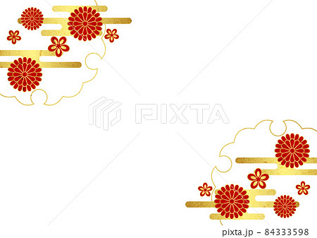 和紙風和花と金箔雲のフレームヨコ 和紙風和花と金箔雲のフレームヨコ 84333598