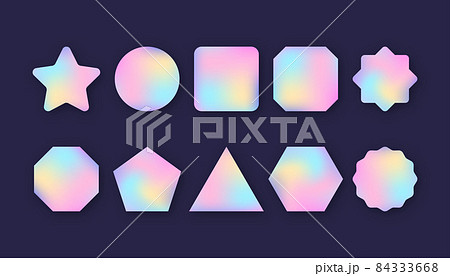 Holographic stickers. Blank rainbow shiny emblems. Vector stock illustration. 84333668