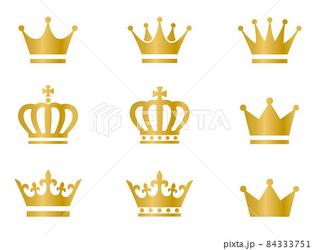 王冠　アイコン　ベクター　イラストセット　ゴールド 84333751