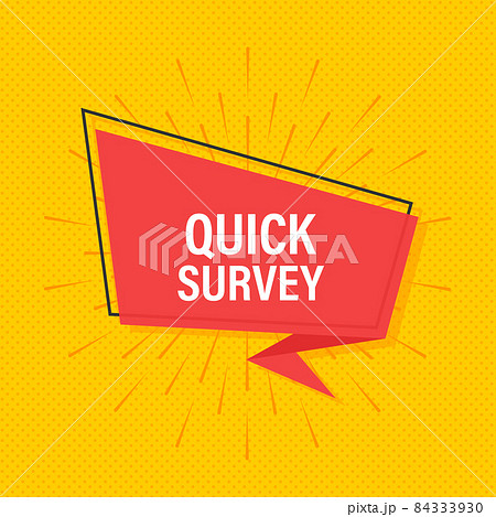 Megaphone label with quick survey. Megaphone banner 84333930
