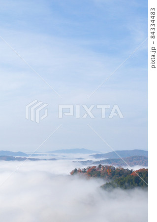 雲海と紅葉が美しい天空の城 備中松山城 雲海と紅葉が美しい天空の城 備中松山城 84334483