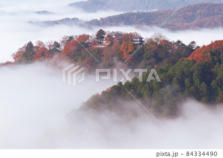 雲海と紅葉が美しい天空の城　備中松山城 84334490