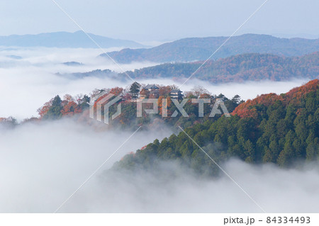 雲海と紅葉が美しい天空の城　備中松山城 84334493