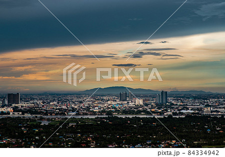 Aerial view of Beautiful afternoon time over large metropol city in Asia. Aerial view of Beautiful afternoon time over large metropol city in Asia. 84334942