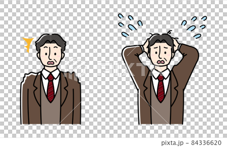 驚くビジネスマンと、慌てる様子のビジネスマン 84336620