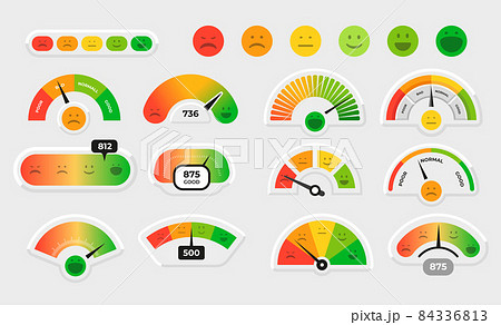 Customer Satisfaction Meter Stress Level Gauge のイラスト素材