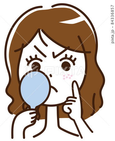 女性 手鏡 美容 肌荒れ シミ そばかす ニキビ 顔 表情 怒る 困る 女性 手鏡 美容 肌荒れ シミ そばかす ニキビ 顔 表情 怒る 困る 84336857