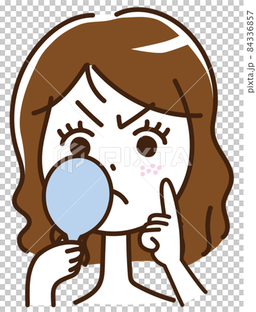 女性 手鏡 美容 肌荒れ シミ そばかす ニキビ 顔 表情 怒る 困る 女性 手鏡 美容 肌荒れ シミ そばかす ニキビ 顔 表情 怒る 困る 84336857