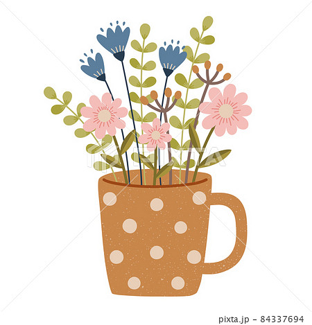 マグカップに入った花、植物のイラスト マグカップに入った花、植物のイラスト 84337694