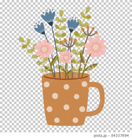 マグカップに入った花、植物のイラスト マグカップに入った花、植物のイラスト 84337694