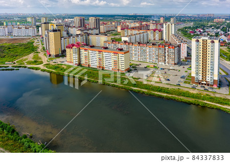 Bird eye view on Tura neighborhood. Tyumen. Russia Bird eye view on Tura neighborhood. Tyumen. Russia 84337833