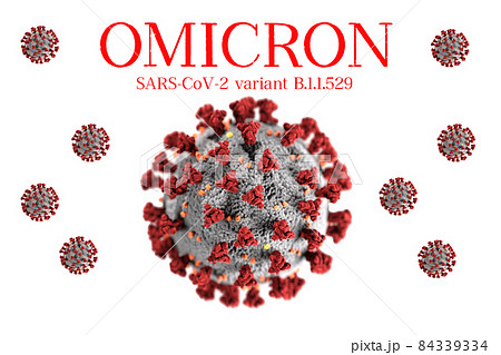 Omicron new SARS mutation variant B.1.1.529 concept, with title. Omicron new SARS mutation variant B.1.1.529 concept, with title. 84339334