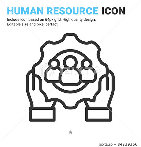 Human resources icon vector with outline style isolated on white background. Vector illustration worker, employee, laborer sign symbol icon concept for business, finance, industry and project 84339366
