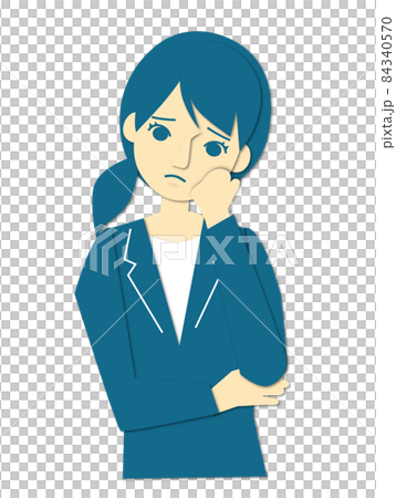 困った顔をするスーツを着た女性イラスト 84340570