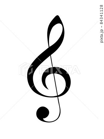Treble clef of a black isolated on white.. Vector. 84341128