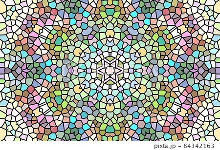 ステンドグラス風の幾何学的な模様のデザインのイラスト素材