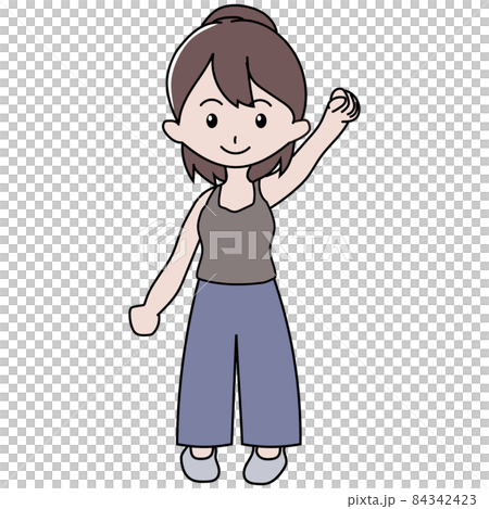 Illustration of a woman in a pose to do her best Illustration of a woman in a pose to do her best 84342423