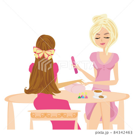 elegant girl doing manicure in beauty salon elegant girl doing manicure in beauty salon 84342463
