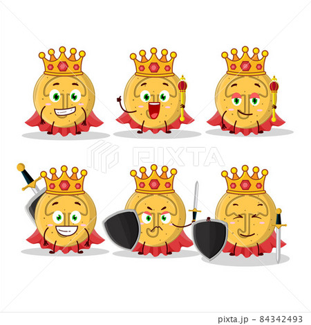 A Charismatic King dalgona candy umbrella cartoon character wearing a gold crown A Charismatic King dalgona candy umbrella cartoon character wearing a gold crown 84342493
