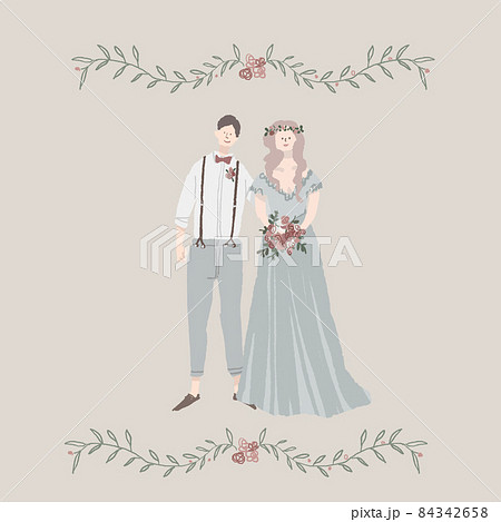 Bride and groom snuggling up, (color dress)... - Stock Illustration  [84342658] - PIXTA
