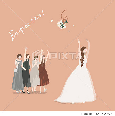 ブーケを投げる花嫁 参列者 女性ゲストたち 結婚式 ウエディング ブーケトス Bのイラスト素材 ブーケを投げる花嫁 参列者 女性ゲストたち 結婚式 ウエディング ブーケトス Bのイラスト素材
