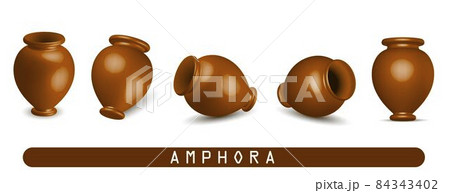 Antique vase. Greek amphora. Clay vase. The flowerpot is classic. old clay amphora isolated on white. 84343402