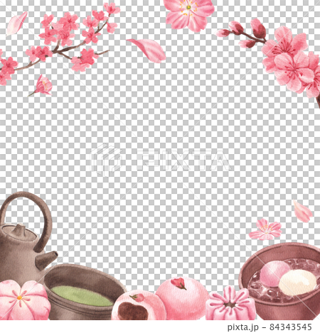 Wagashi Japanese Sweets  frame Watercolor 84343545