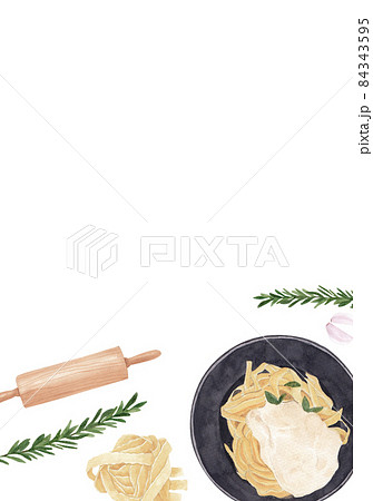 Pasta and Spaghetti frame Watercolor Pasta and Spaghetti frame Watercolor 84343595