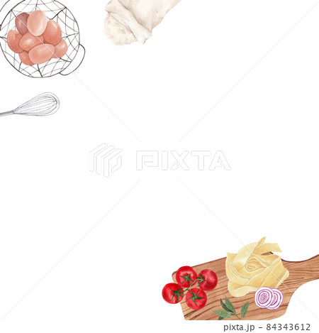 Pasta and Spaghetti frame Watercolor Pasta and Spaghetti frame Watercolor 84343612