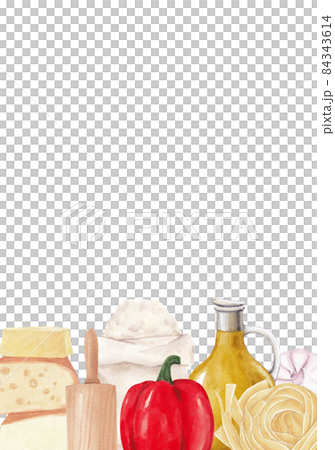 Pasta and Spaghetti frame Watercolor 84343614