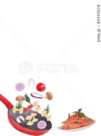 Pasta and Spaghetti frame Watercolor Pasta and Spaghetti frame Watercolor 84343618