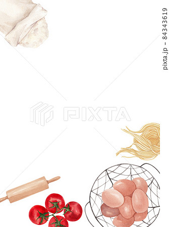 Pasta and Spaghetti frame Watercolor 84343619