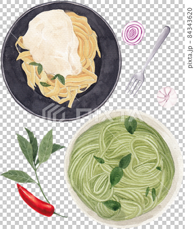 Pasta and Spaghetti Watercolor 84343620