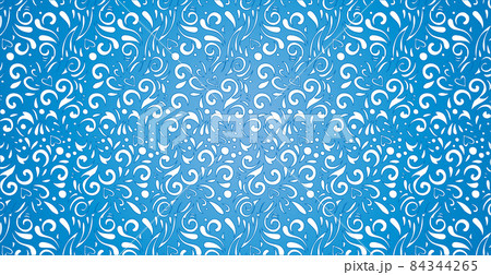 Abstract frosty patterns, panoramic blue and white web pattern background - Vector 84344265