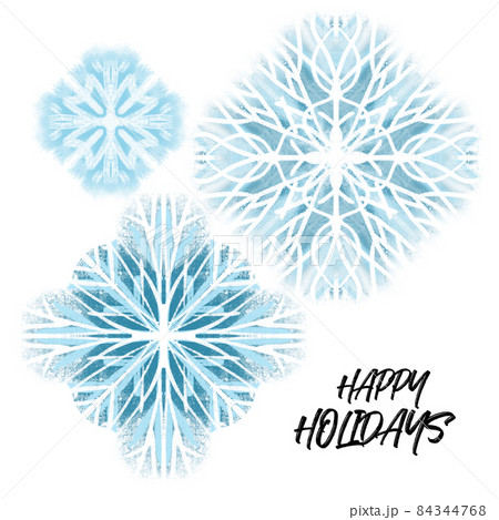 Snowflake illustration in blue color isolated on 84344768